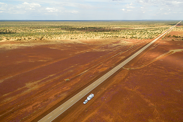 Anywhere is a good lunch spot alongside a straight highway in the outback of Australia