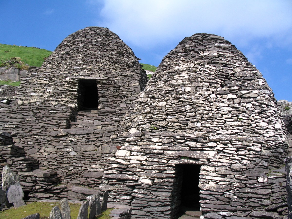 The stone beehive huts were the only protection from the high winds