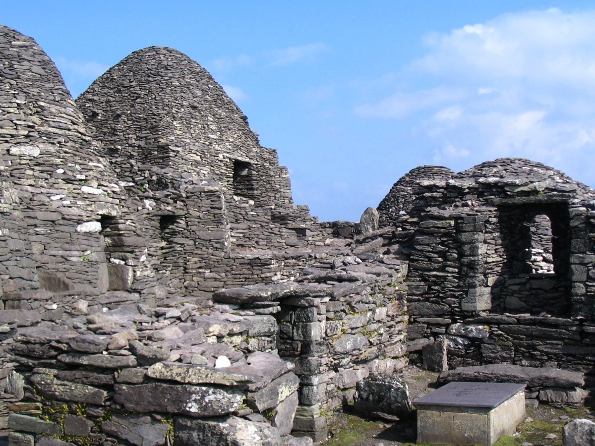 The ancient Skellig Michael beehive huts.