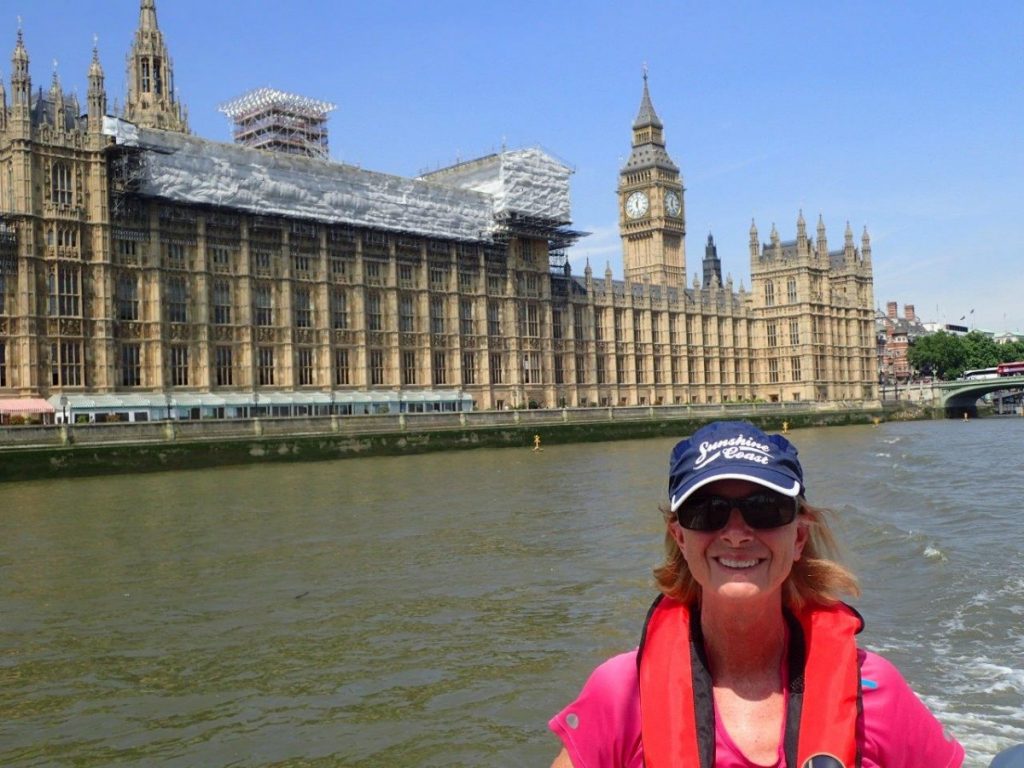 Cruising past the Big Ben on the River Thames, London