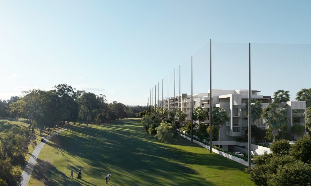 The view down onto the fairway from The Verge Retirement VIllage